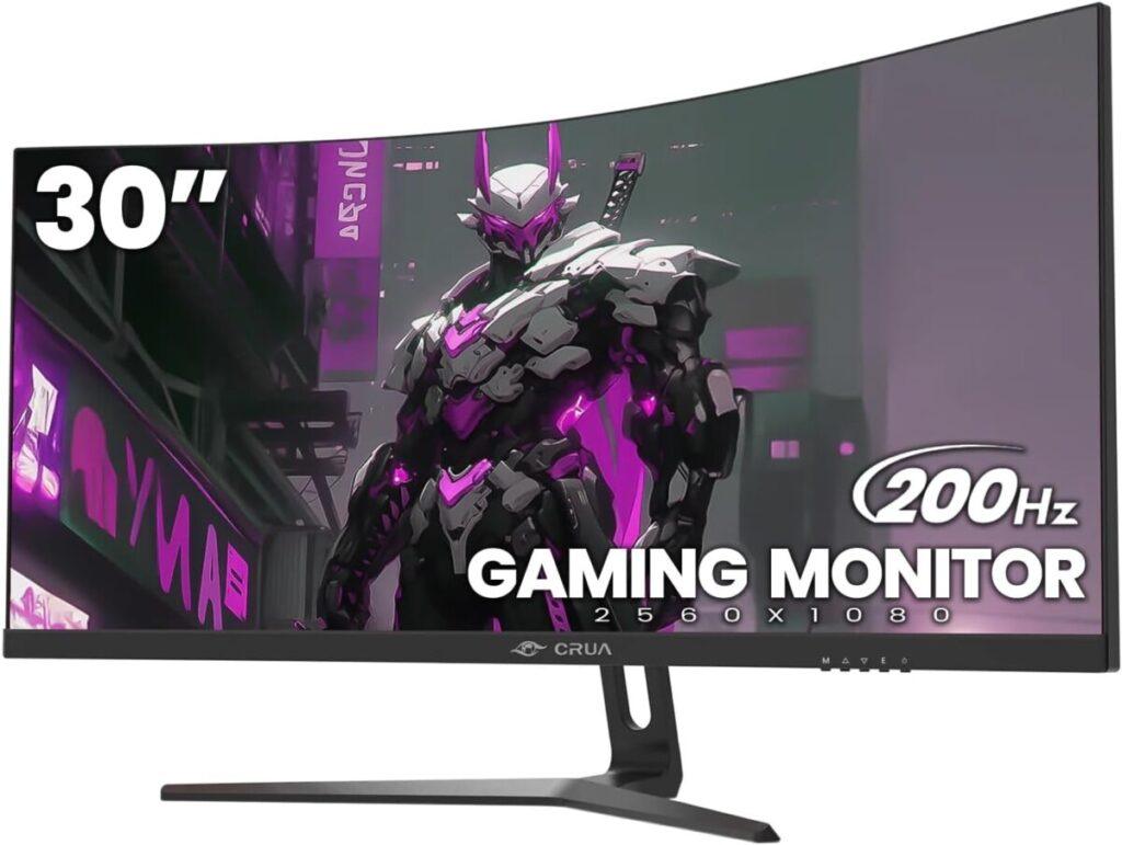 CRUA 30" Curved Gaming Monitor, 144Hz/200Hz Computer Monitor