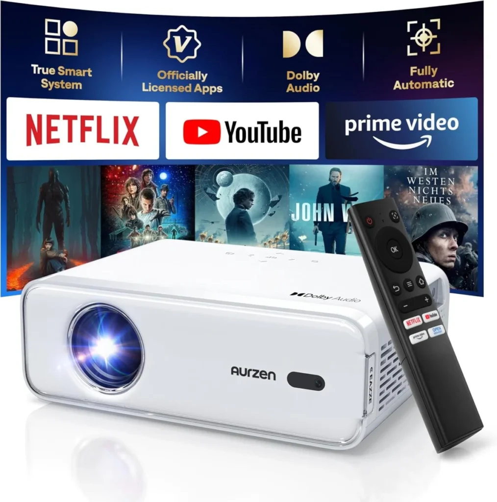 EAZZE D1 Smart Projector with WiFi and Bluetooth,