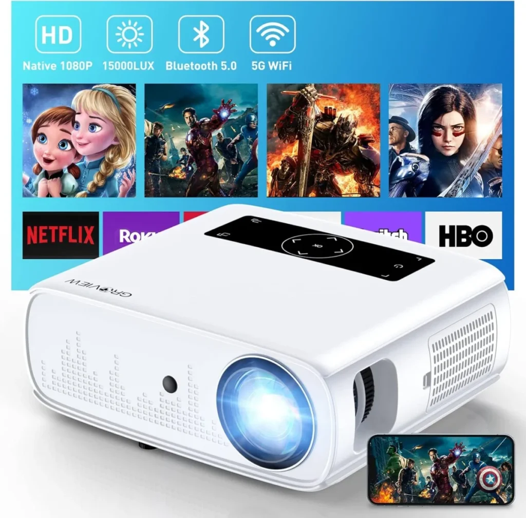 GROVIEW Projector, Projector with WiFi and Bluetooth,