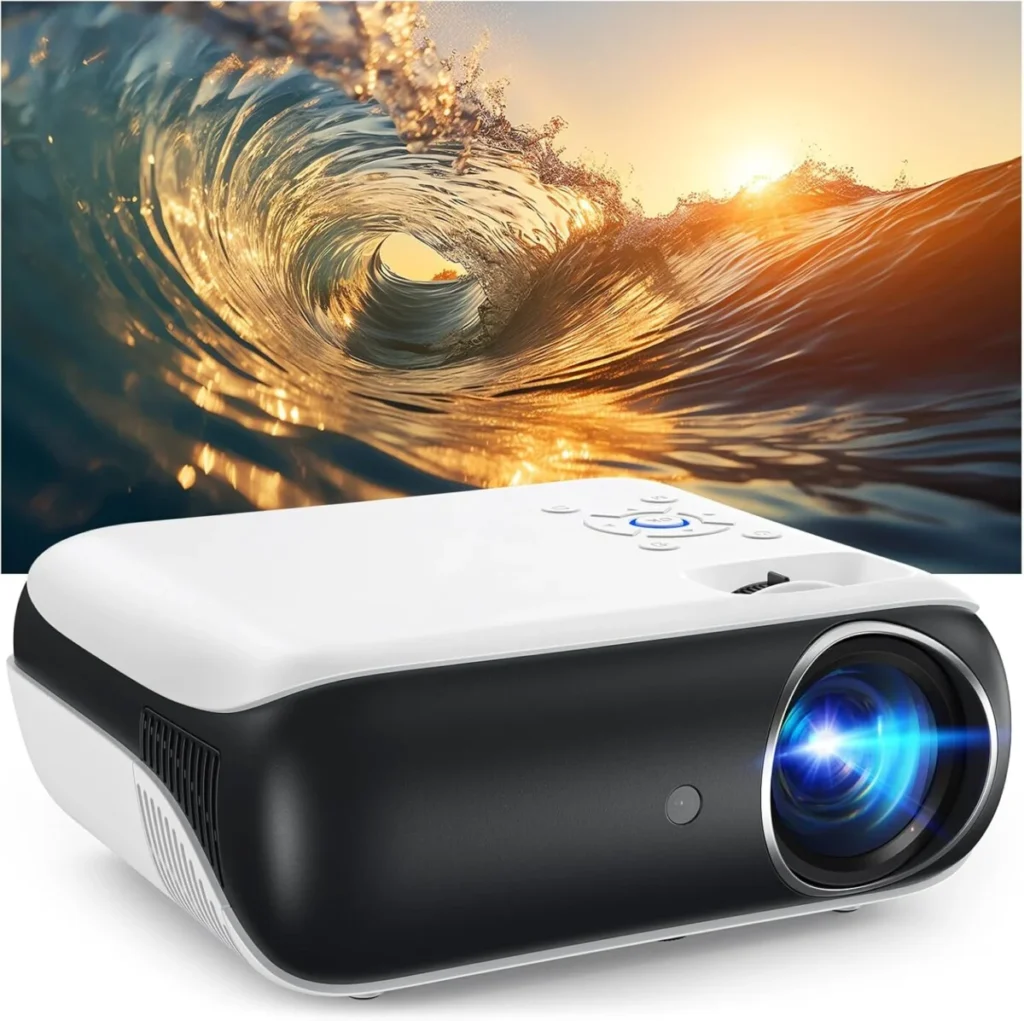 HAPPRUN Projector, Native 1080P Bluetooth Projector, Portable Outdoor Movie Projector