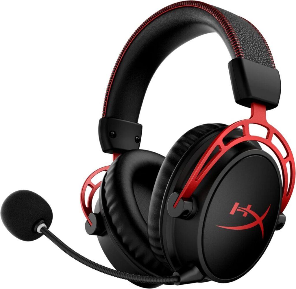 HyperX Cloud Alpha Wireless - Auriculares para juegos para PC, duración de batería de 300 horas, audio espacial DTS Headphone:X, espuma viscoelástica, controladores de doble cámara, micrófono con cancelación de ruido, marco de aluminio duradero, color rojo