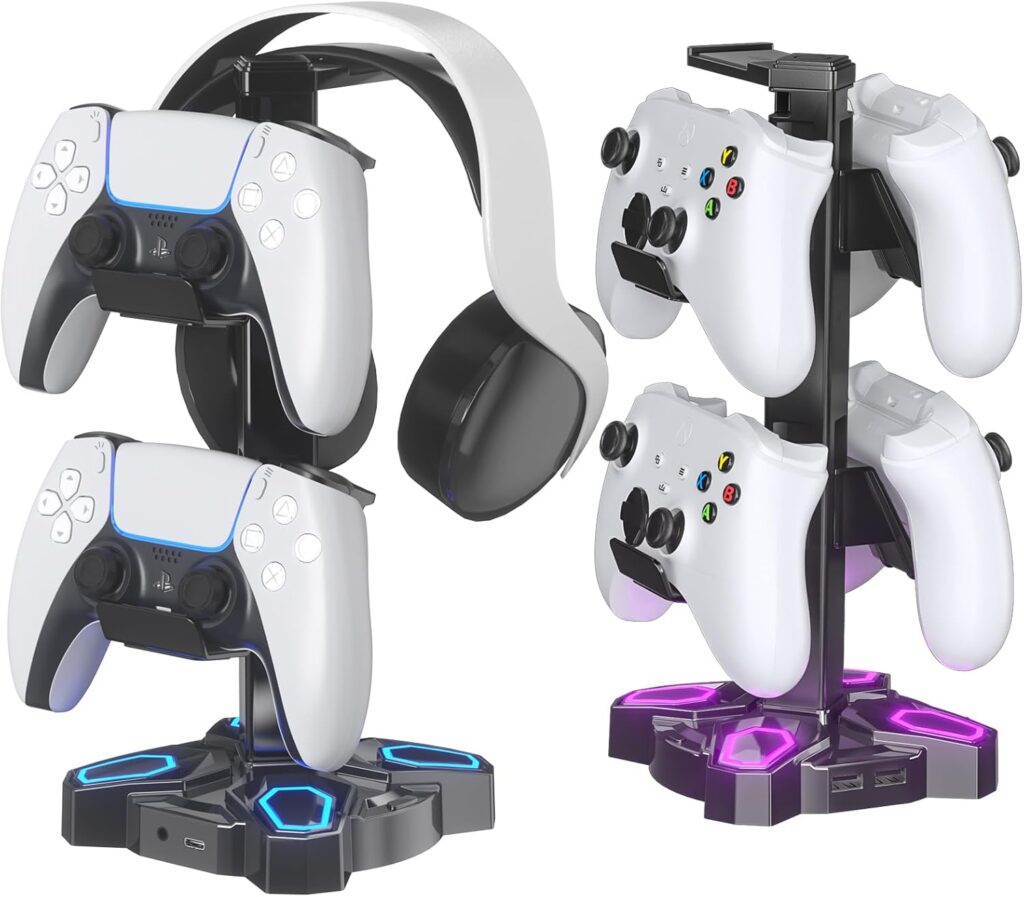 KDD Gaming Headphones Stand, Rotatable Headset Stand with Light Modes 