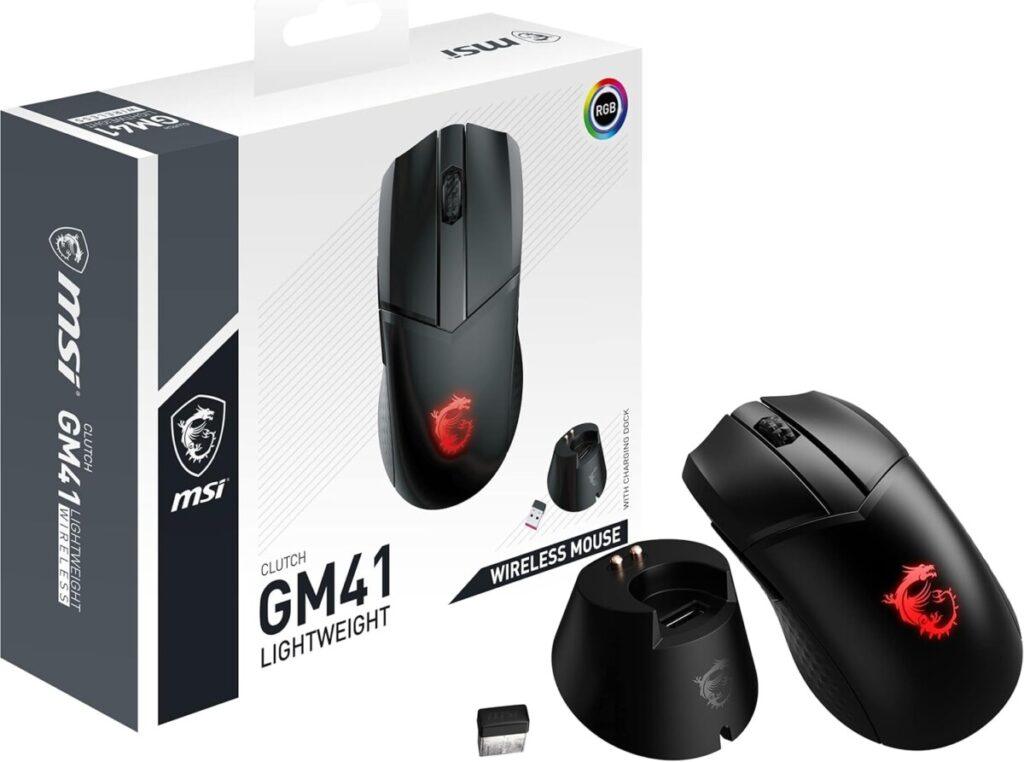 MSI Clutch GM41 Lightweight Wireless Gaming Mouse & Charging Dock