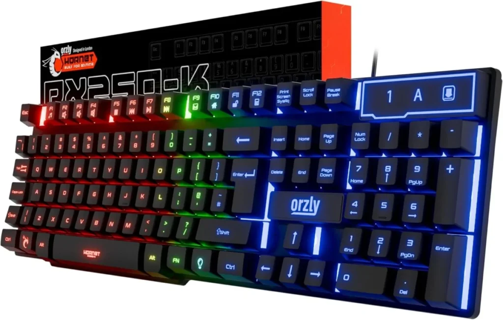 Orzly Gaming Keyboard RGB USB Wired Rainbow Keyboards 