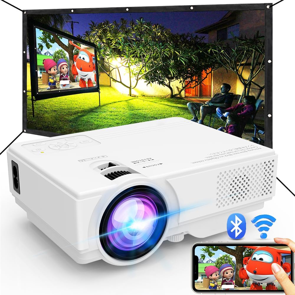 Projector with WiFi and Bluetooth, 2024 Upgrade Outdoor Projector, 