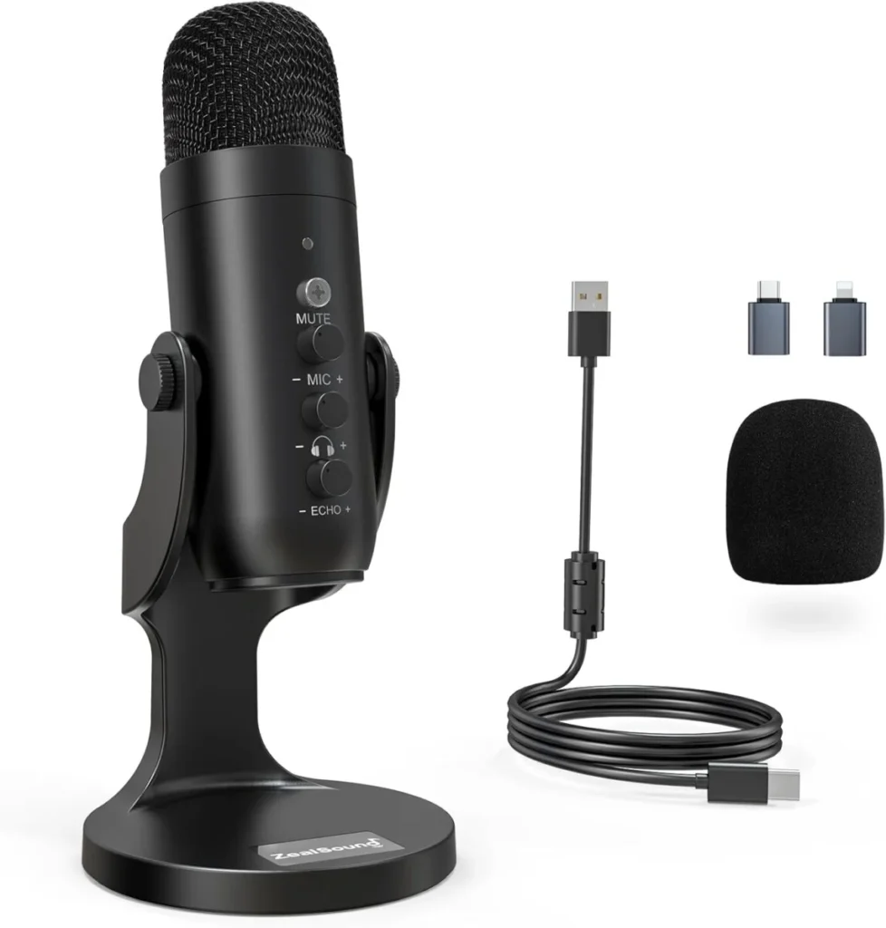 ZealSound USB Microphone,Condenser Computer PC Mic,Plug&Play Gaming